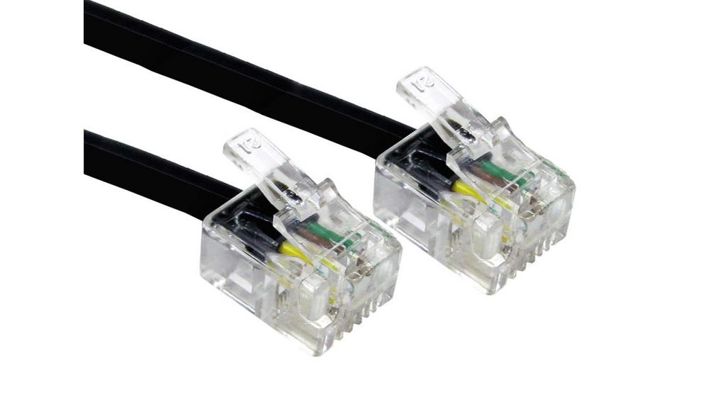 2662449 | RS PRO Male RJ11 to Male RJ11 Telephone Cable, Black Sheath ...