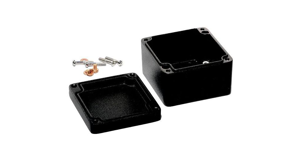 Hammond 1590Z Series Black Die Cast Aluminium Alloy Enclosure, IP68, Flanged, Black Lid, 75 x 80 x 52mm 80x52mm