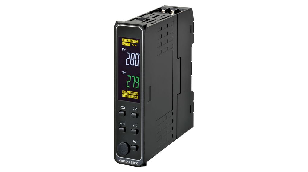 Omron E5DC DIN Rail, Panel Mount PID Temperature Controller, 48 x 48mm, 2 Output Relay, 24 V ac/dc Supply Voltage