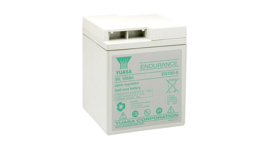 Rechargeable Battery, Lead-Acid, 6V, 100Ah, M8