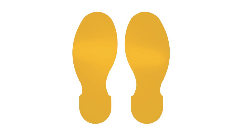 Naklejki w kształcie śladów stóp ToughStripe na podłogi, Żółty, Poliester, Grafiki do znakowania podłogi, 10szt.