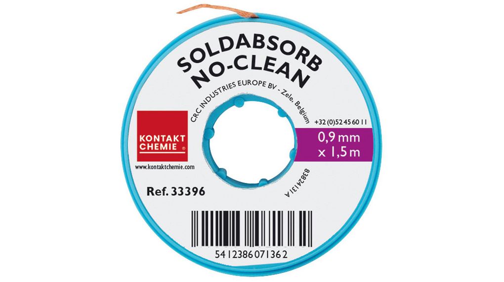 33396AA Kontakt Chemie Desoldering Braid, 0.9mm x 1.5m, Copper