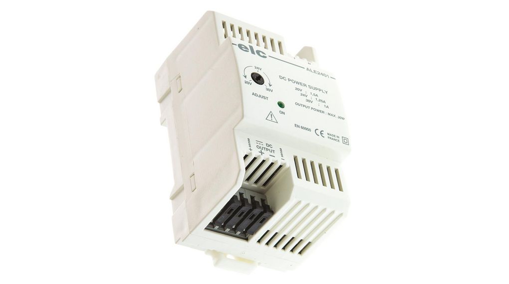 ALE Switched Mode DIN Rail Power Supply, 230V ac ac Input, 24V dc dc Output, 1.25A Output, 30W 30W IP20