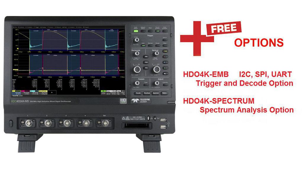 Oscilloscopio HDO4000A DSO 4x 1GHz 10GSPS USB / Ethernet / GPIB / Porta per monitor esterno