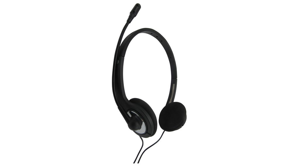 Headset with Microphone Mute Option, Stereo, On-Ear, 20kHz, USB, Black