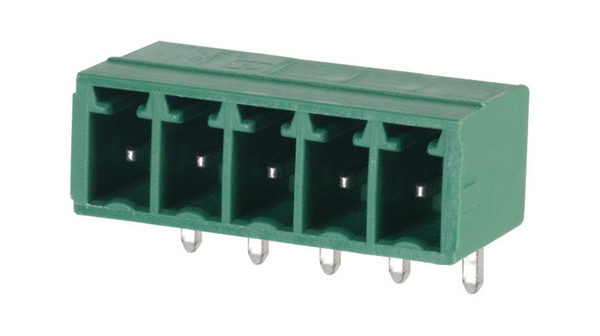 Pluggbar rekkeklemme, Rettvinklet, 8A, 160V, Pitch - 3.81mm, Poler - 5, Pakke med 5 stykk