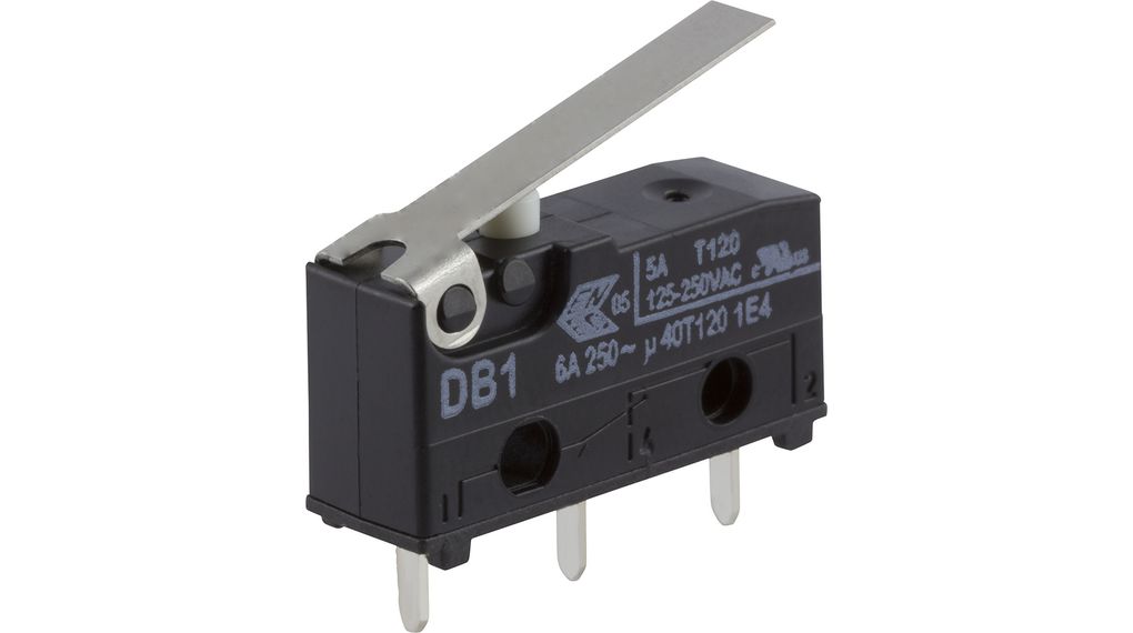 Micro Switch, DB, 6A, 1CO, 0.59N, Short Flat Lever