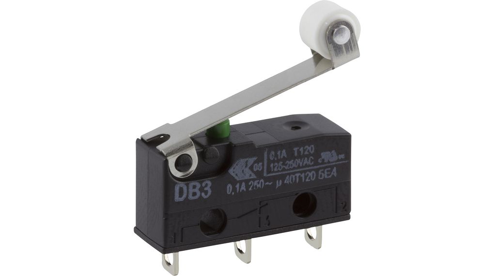 Micro Switch, DB, 100mA, 1CO, 0.54N, Roller Lever