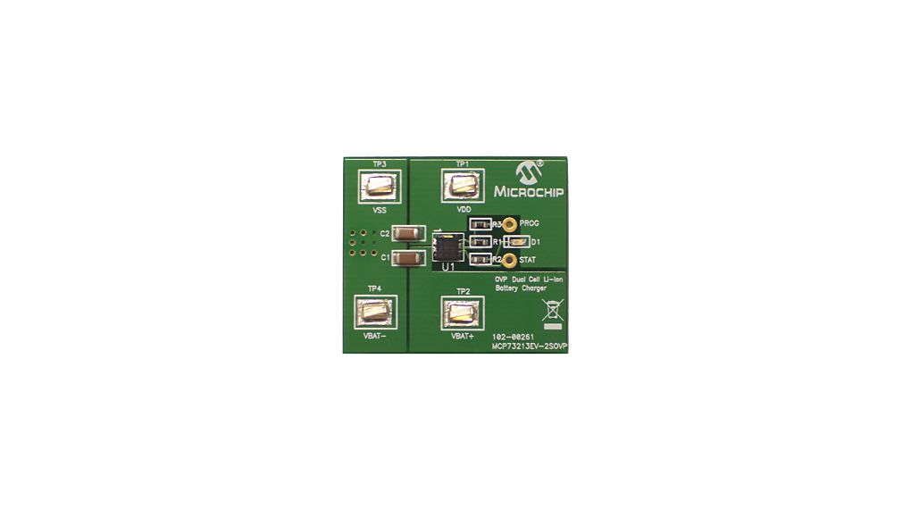 Akkumulátortöltő kiértékelőkártyája MCP73213