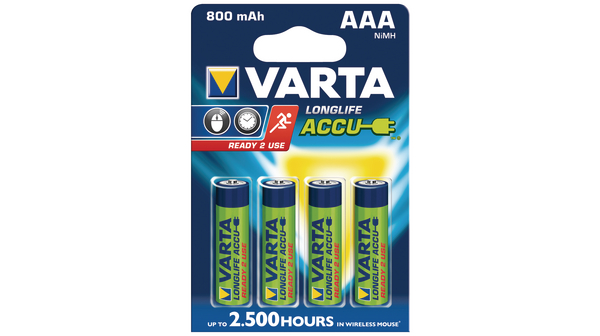 Oplaadbare batterijen, Ni-MH, AAA, 1.2V, 800mAh, 4 ST