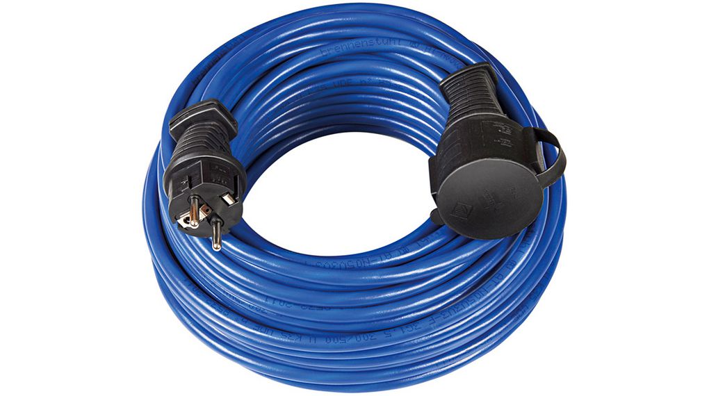 Extension Cable Bremaxx IP44 DE Type F (CEE 7/4) Plug - DE Type F (CEE 7/3) Socket 10m Blue