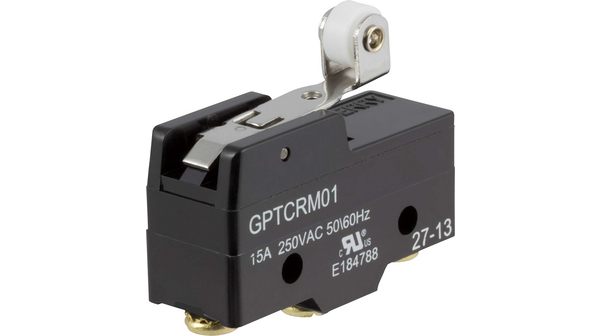 Micro Switch, GP, 15A, 1.56N, Short Hinge Roller Lever
