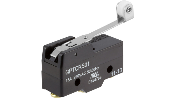 Micro Switch, GP, 15A, , 0.97N, Long Hinge Roller Lever