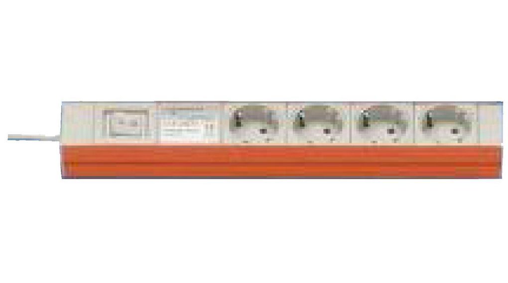 Outlet Strip DI-STRIP® Compact 4x DE Type F (CEE 7/3) Socket - DE Type F (CEE 7/4) Plug Pastel Orange 2.5m