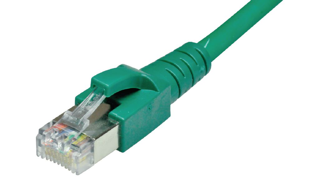 Propojovací kabel, Zástrčka RJ45 - Zástrčka RJ45, Cat 6a, S/FTP, 500mm, Zelená
