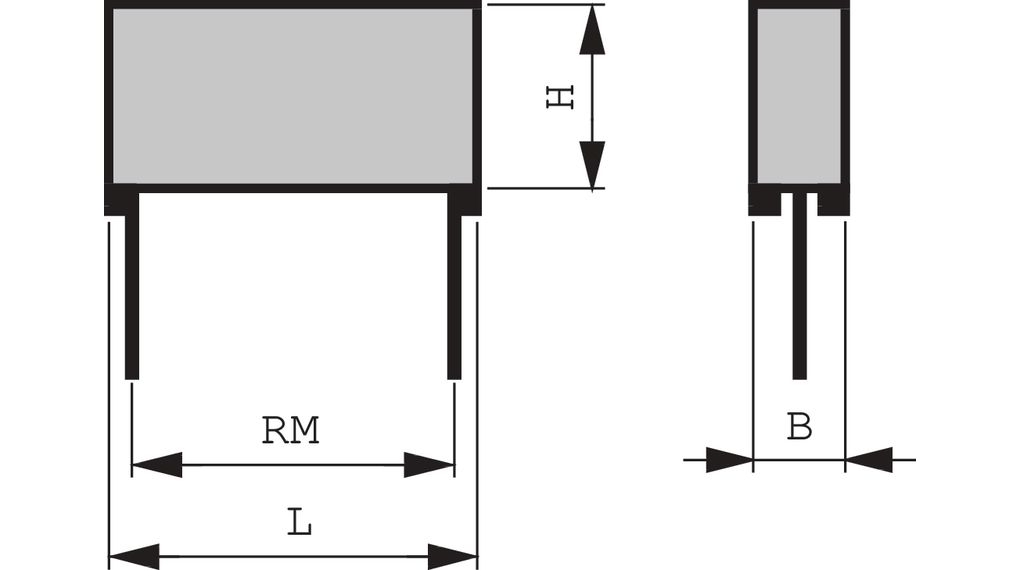PHE450HK5100JR05 | KEMET Capacitor, Radial, 10nF, 180VAC, 250VDC, 5% ...