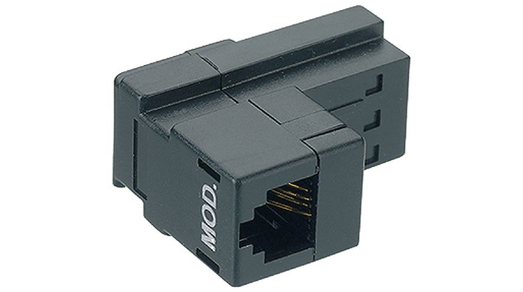 1AK032M, Maxxtro Adapter for Telephone/Fax/Modem, TT89 Plug - RJ12 Socket,  Angled
