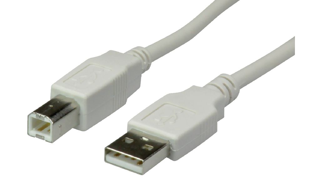 Cable, USB-A-stekker - USB-B-stekker, 1.8m, USB 2.0, Grijs