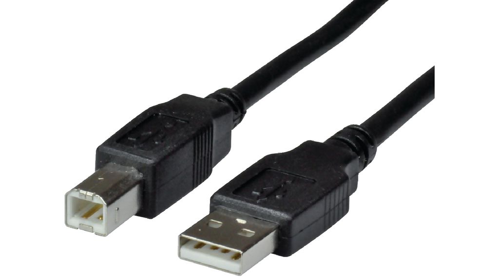 Cable, USB-A Plug - USB-B Plug, 1.8m, USB 2.0, Black