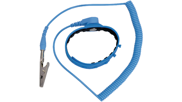 (BWS-180) Opaska nadgarstkowa antystatyczna z regulowanym paskiem gumowym, Niebieski