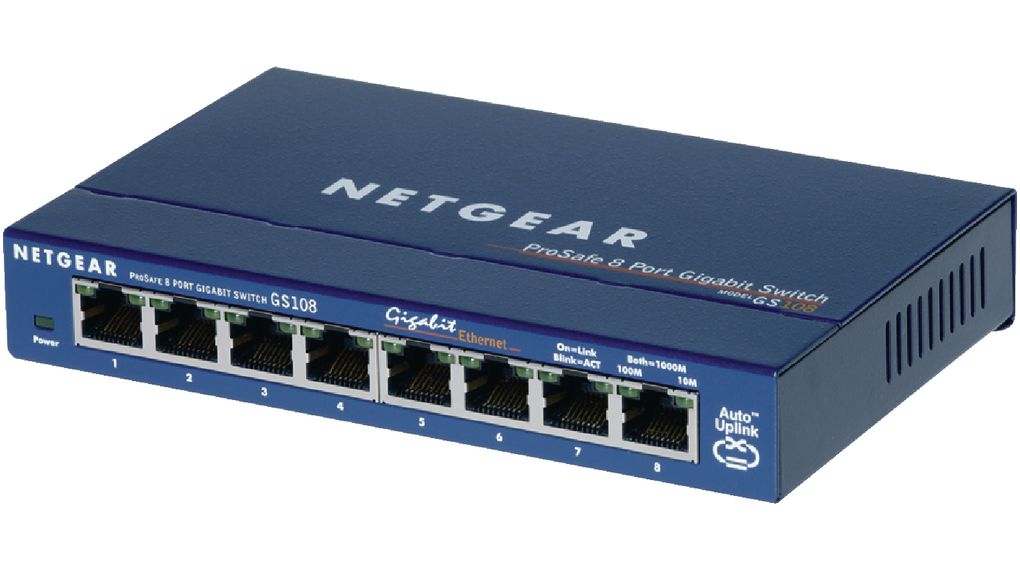 GS108GE, Netgear Ethernet-switch, RJ45-portar 8, 1Gbps, Ohanterat