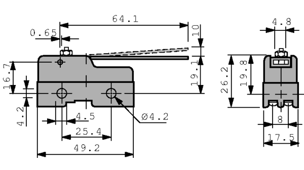 AM1701F | Panasonic Micro Switch AM1, 10A, 1CO, 0.69N, Flat Lever ...