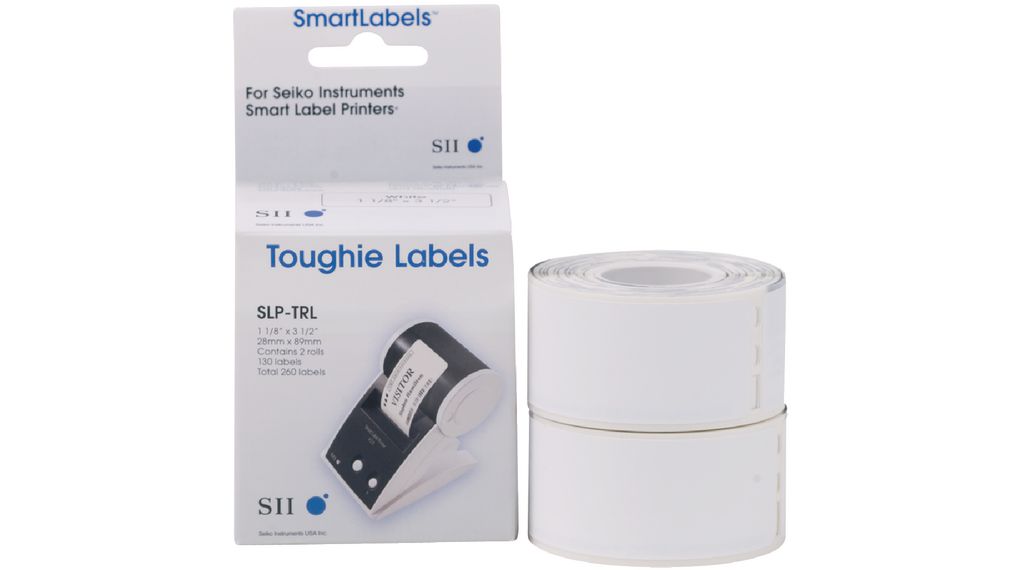 Address Labels, Toughie Paper, Plastic, 28 x 89mm, 130pcs, White