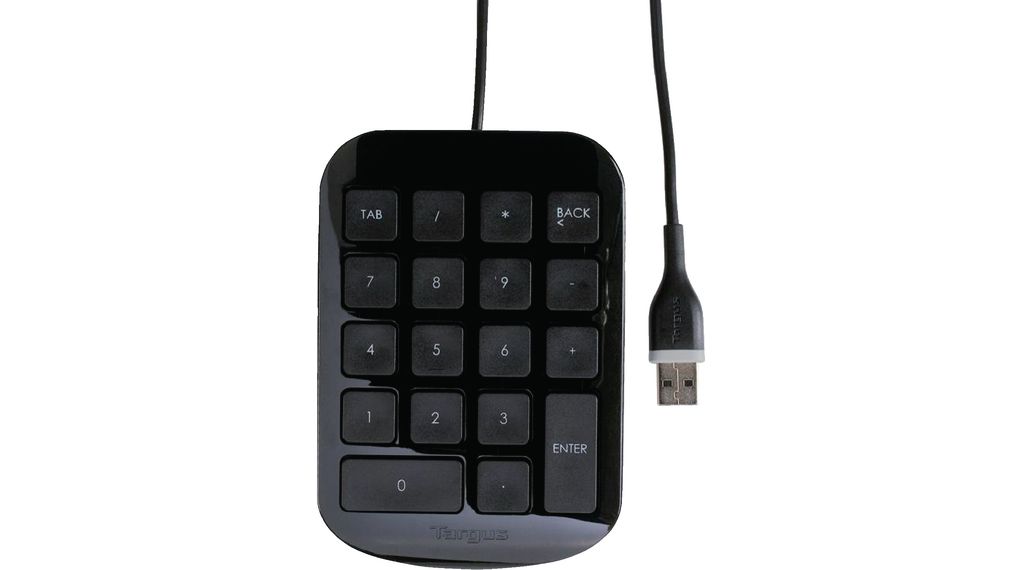 Number pad, Numeric / US English with €, 123, USB, Cable