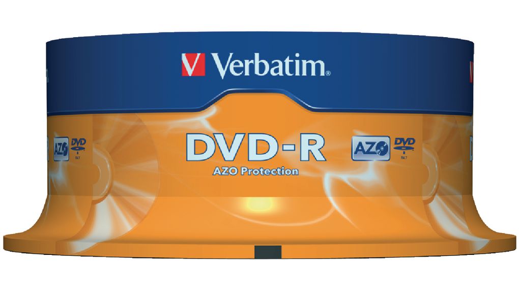 43522 | Verbatim DVD-R 4.7 GB Spindle of 25 | Distrelec Norge