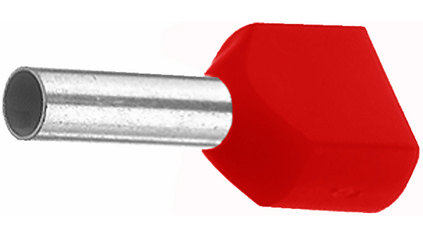 Dutinka s dvojitým vstupem 1.5mm² Červená 16mm Balení po 500 ks