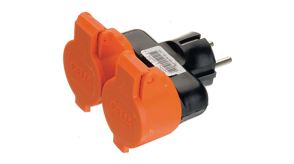 Branch Plug 2x DE Type F (CEE 7/3) Socket - DE/FR Type F/E (CEE 7/7) Plug 250V Black