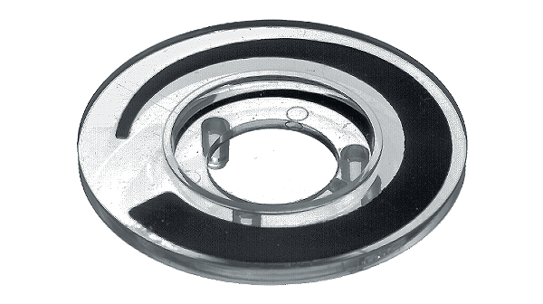 Disk 15mm Curved Arrow Black Round Transparent Collet Knobs