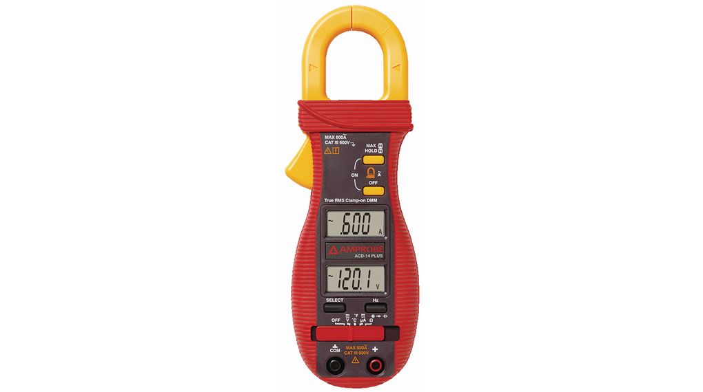 Current Clamp Meter, Average, 40MOhm, 100kHz, LCD, 600A