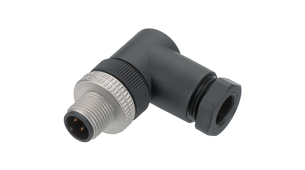 Circular Connector, M12, Plug, Right Angle, Poles - 5, Screw Terminal, Cable Mount