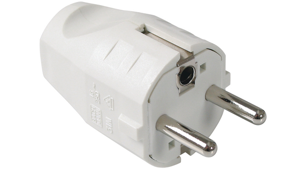 Mains Plug 16A 250V DE/FR Type F/E (CEE 7/7) Plug White