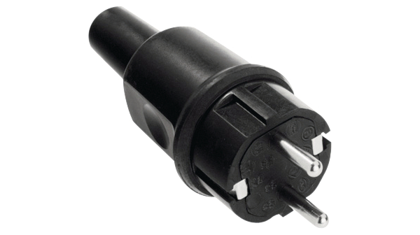 Mains Plug 16A 250V DE Type F (CEE 7/4) Plug Black