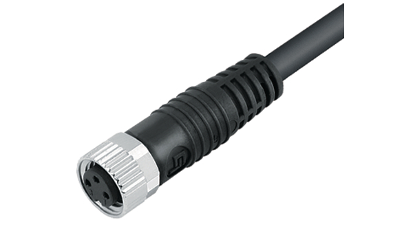 Sensor Cable, M8 Socket - Bare End, 3 Conductors, 2m, IP67, Black / Grey