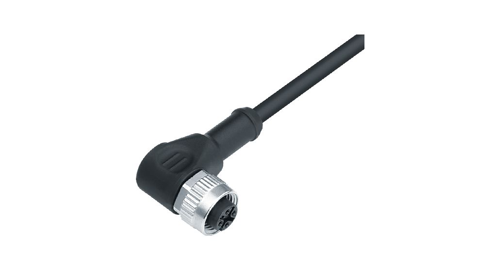Sensor Cable, M12 Socket - Bare End, 5 Conductors, 2m, IP69K, Black