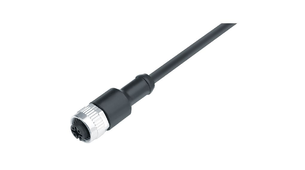 Sensor Cable, M12 Socket - Bare End, 4 Conductors, 2m, IP69K, Black / Grey