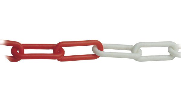 Plastový řetěz, červená/bílá, 6mm