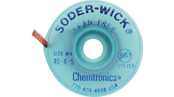 Tresse à Désouder Sans Plomb Chemtronics – Largeur 2.8 Mm, Longueur 1.5 M, Pour Soudure Électronique