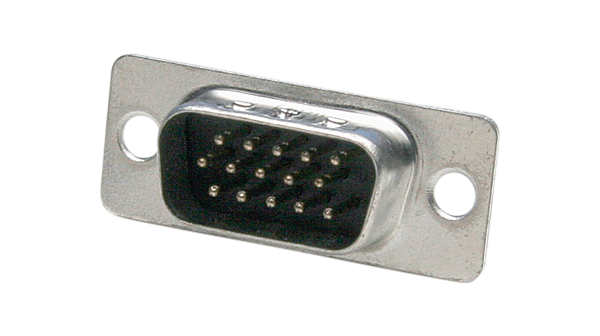 High Density D-Sub Connector, Plug, DE-15, Solder Cup / Soldering Lugs / Straight