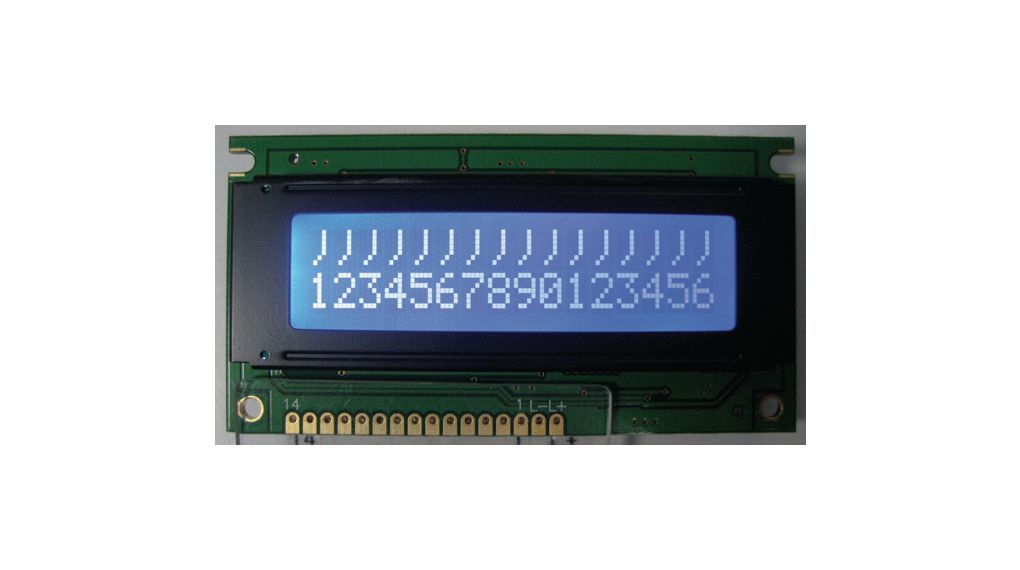 Háttérvilágítású pontmátrix LCD kijelző 5.55 mm 2 x 16