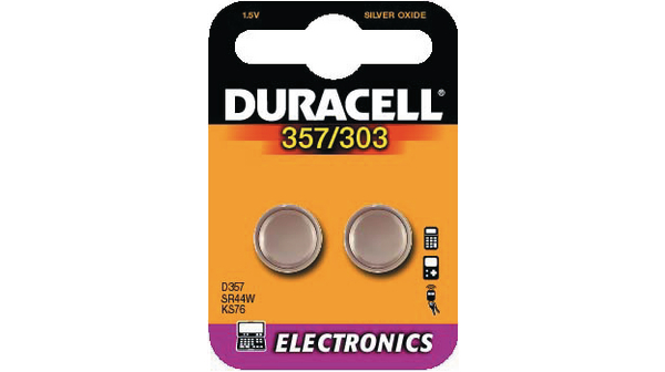Button Cell Battery, Silver Oxide, SR44, 1.55V, 170mAh, Pack of 2 pieces