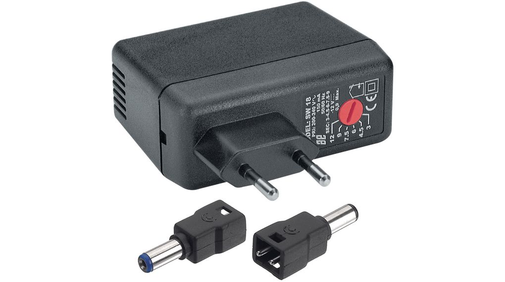 Plug-In Power Supply Unit SW18 Series 230V 11.7W Euro Type C (CEE 7/16) Plug Interchangeable Connector