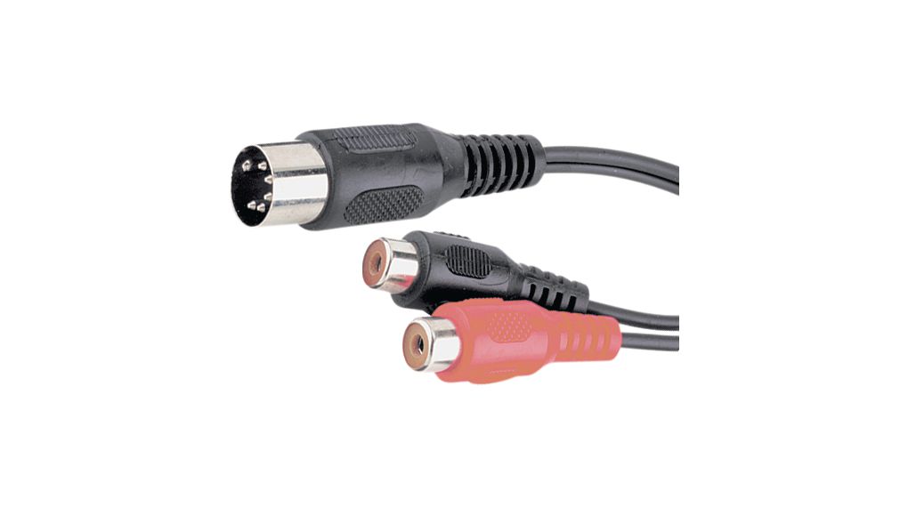 Audiokabel, Stereo, DIN 5-pins plugg - RCA-sokkel, 200mm