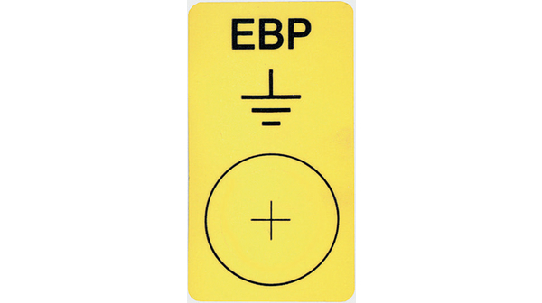 ESD Earth Bonding Point Label, Rectangular, Black on Yellow, Identification, 1pcs