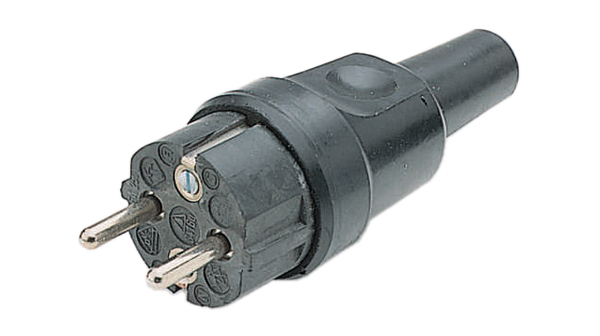 Mains Plug 16A DE Type F (CEE 7/4) Plug Black