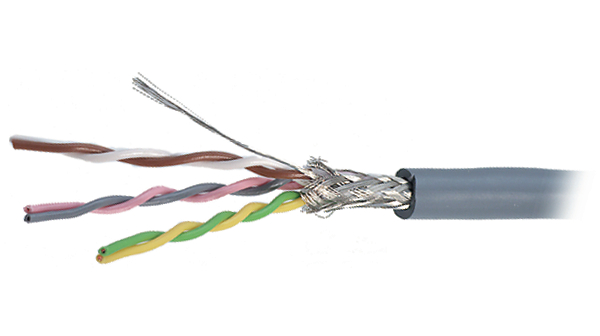 Meeraderige kabel PVCx2x0.25mm² Blank koper Grijs 500m