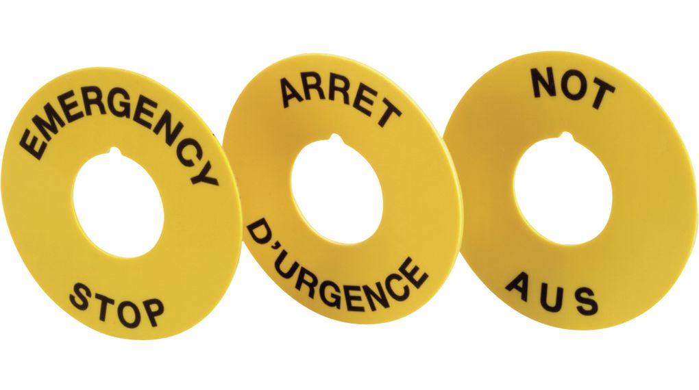Emergency Signs 90mm Emergency Stop Round Yellow Emergency Stop